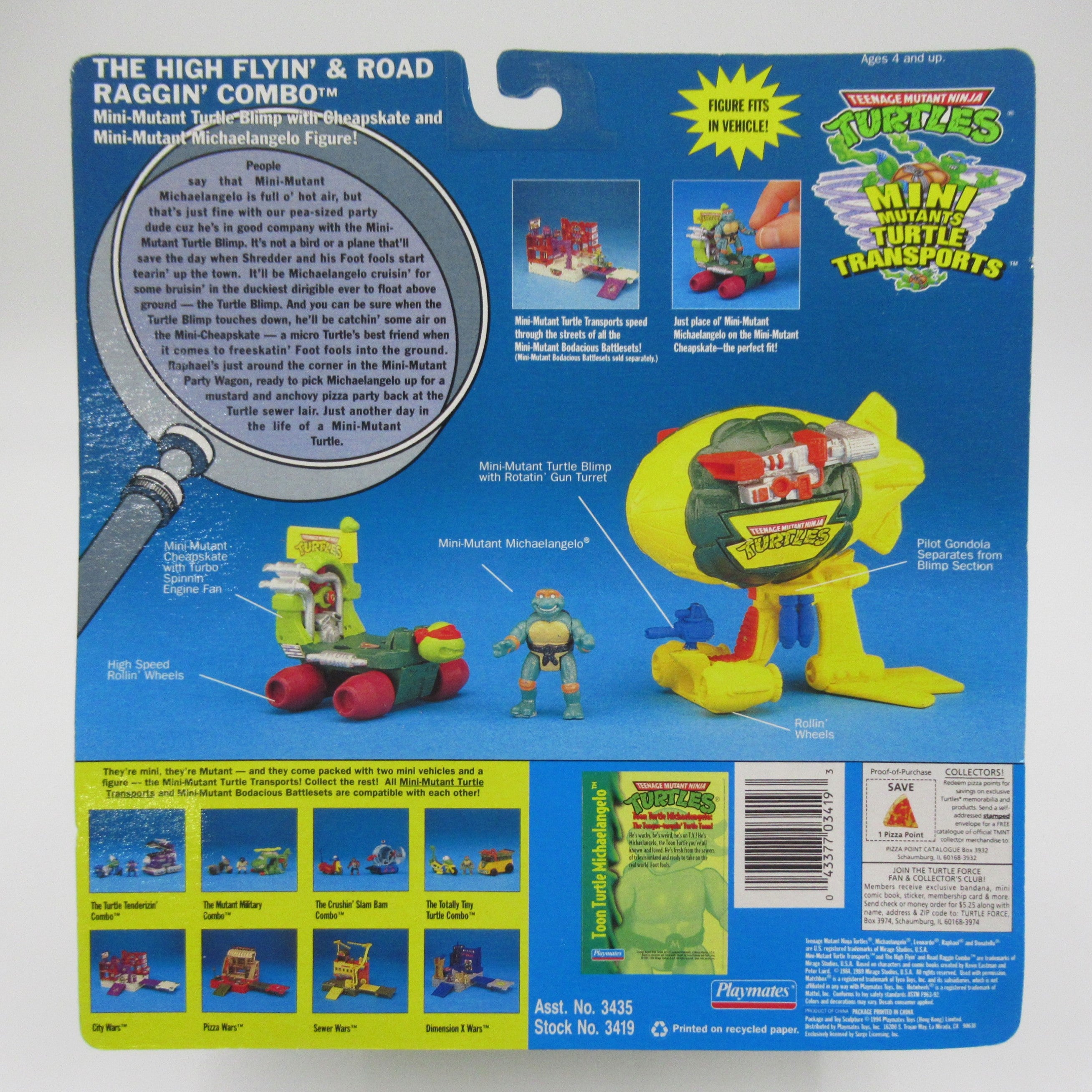 Teenage Mutant Ninja Turtles "The High Flyin' and Road Raggin' Combo" Mini Mutants Turtle Transports TMNT- Playmates (1994)